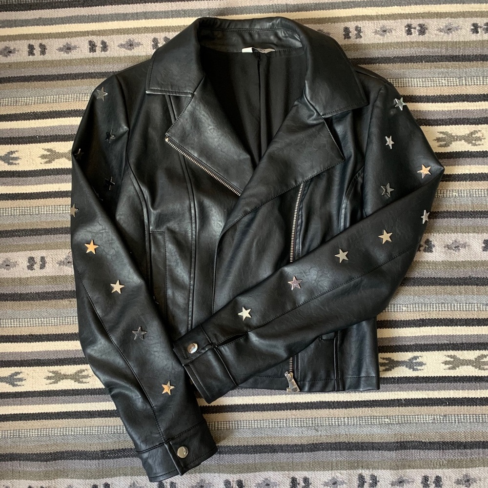 ⭐️ Star Studded Vegan Leather Bomber Jacket ⭐️